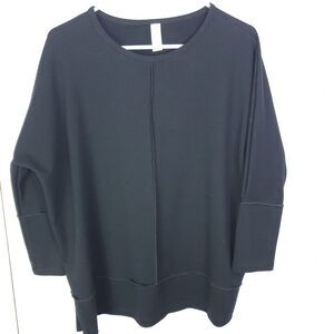 Spanx Sweater Womens M Sweatshirt Front Seam Dolman Sleeve Athleisure Black